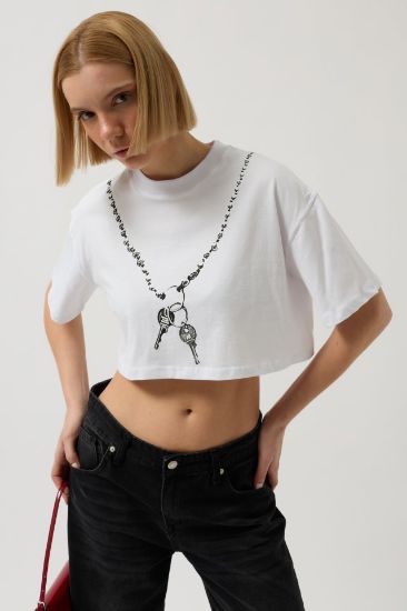 Baskılı Crop T-Shirt resmi