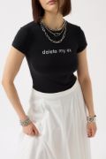 Baskılı Likralı Crop T-Shirt resmi