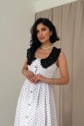 Beyaz Puantiyeli Bebe Yaka Elbise resmi
