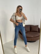 Yüksek Bel Likralı Jean Pantolon 90 Cm resmi
