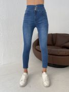 Yüksek Bel Likralı Jean Pantolon 90 Cm resmi