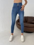 Yüksek Bel Likralı Jean Pantolon 90 Cm resmi