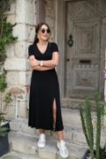 Kadın Kısa Kollu V Yaka Maxi Boy Elbise 124 Cm resmi