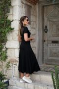 Kadın Kısa Kollu V Yaka Maxi Boy Elbise 124 Cm resmi