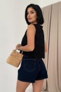 Siyah Sıfır Kol Brode Bluz resmi