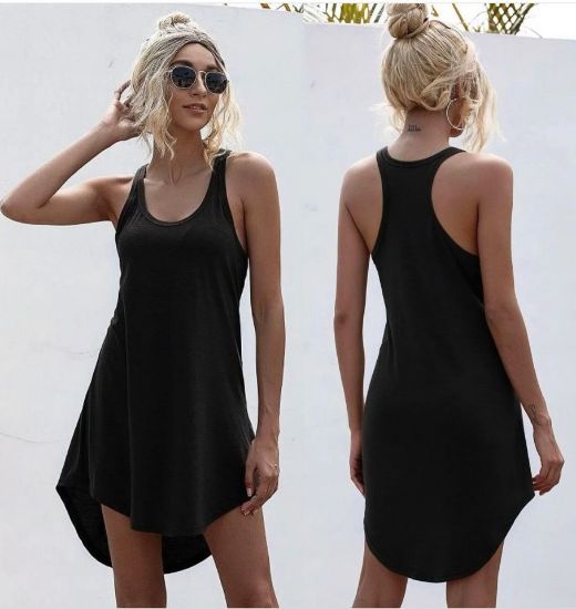 Kadın Kolsuz Halter Yaka Viskon Mini Elbise resmi