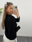 Kadın Beyaz Uzun Kollu Yakalı Triko Bluz resmi