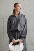 Füme Biyeli Sweatshirt Ve Etek Takım resmi