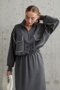 Füme Biyeli Sweatshirt Ve Etek Takım resmi