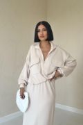 Bej Biyeli Sweatshirt Ve Etek Takım resmi
