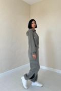 Haki Kapüşonlu Sweatshirt Ve Kargo Pantolon Takım resmi