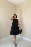 Siyah Comfort Balon Elbise resmi