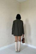 Haki Çizgili Oversize Ceket resmi