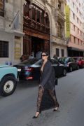 Siyah Çizgili Oversize Ceket resmi