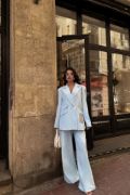 TASARIM ETİKET DETAYLI CEKET - PANTOLON TAKIM - Bebe Mavi resmi