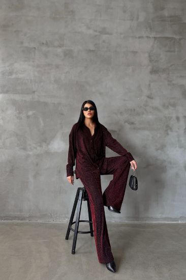 SİMLİ GÖMLEK - PANTOLON TAKIM - Bordo resmi