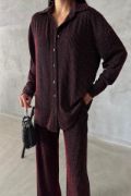 SİMLİ GÖMLEK - PANTOLON TAKIM - Bordo resmi