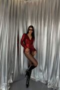 PARLAK KRUVAZE BODYSUİT - Bordo resmi