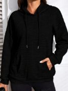 Kadın Uzun Kollu Kapşonlu Bağcıklı Cepli Capitone Sweatshirt resmi