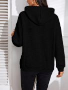 Kadın Uzun Kollu Kapşonlu Bağcıklı Cepli Capitone Sweatshirt resmi