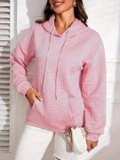 Kadın Uzun Kollu Kapşonlu Bağcıklı Cepli Capitone Sweatshirt resmi