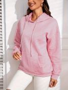 Kadın Uzun Kollu Kapşonlu Bağcıklı Cepli Capitone Sweatshirt resmi