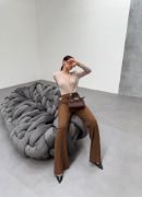 230 Gr Poly Viscose Full Lycra İspanyol Paça Pantolon resmi