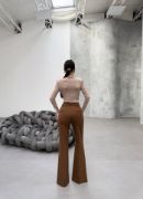 230 Gr Poly Viscose Full Lycra İspanyol Paça Pantolon resmi