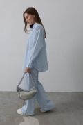 Çizgili Cep Detaylı Oversize Takım - Bebe Mavisi resmi