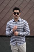 Erkek Pamuklu Keten Kumaş Gömlek resmi