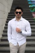 Erkek Pamuklu Keten Kumaş Gömlek resmi