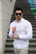 Erkek Pamuklu Keten Kumaş Gömlek resmi