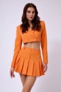Pileli Etek Crop Ceket Takım resmi