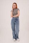 Leopar Desen Kısa Kollu Basic T-Shirt resmi