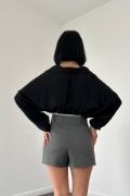 Gri Beli Lastikli Etek Şort resmi