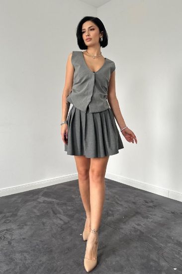 Gri Pilikaşe Mini Etek resmi