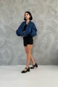 Mavi Kot Bomber Ceket resmi