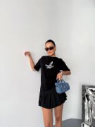 Kısa Kol Baskılı T-shirt - Siyah resmi