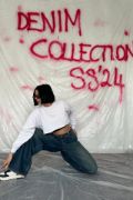 Lacivert Geniş Paça Jeans Pantolon resmi