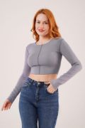 Ters Dikişli Basic Antrasit Body Bluz resmi