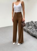 230 Gr Poly Viscose Lycra Metal Düğme Palazzo Pantolon resmi