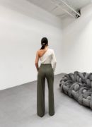 230 Gr Poly Viscose Lycra Metal Düğme Palazzo Pantolon resmi