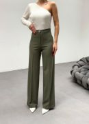 230 Gr Poly Viscose Lycra Metal Düğme Palazzo Pantolon resmi