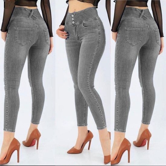Yüksek Bel Likralı Jean Pantolon 90 Cm resmi