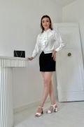 Siyah Kemeri Bilyeli Mini Etek resmi