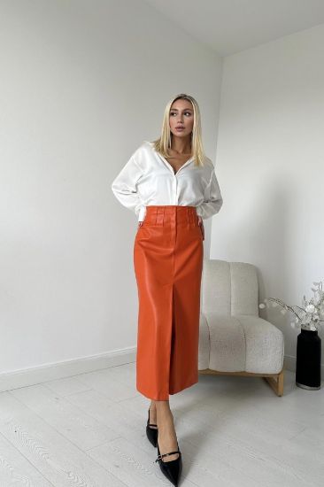 Oranj Yırtmaçlı Süs Patlı Etek resmi