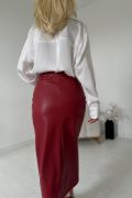 Bordo Yırtmaçlı Süs Patlı Etek resmi