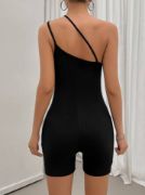 Kadın Asimetrik Askılı Mini Kaşkorse Bodycon Tulum resmi