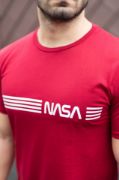Erkek Kısa Kollu Nasa Baskı Basic Erkek T-shirt resmi