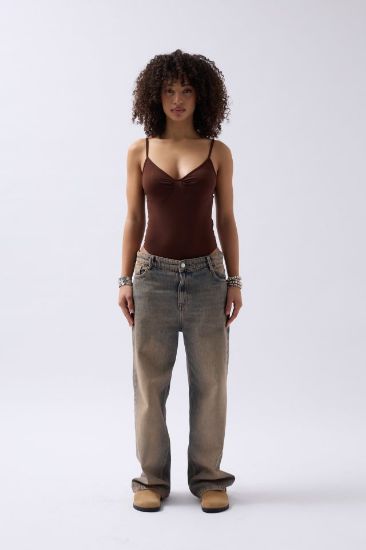 Önü Büzgülü Askılı Bodysuit resmi